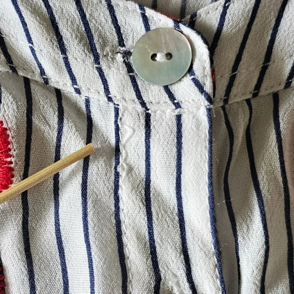 John Mark Red Embroidered & Blue Patchwork Tunic - Picture 6 of 8